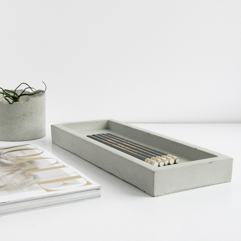 Black concrete tray Zen garden Rectangle vanity tray Mini | Etsy