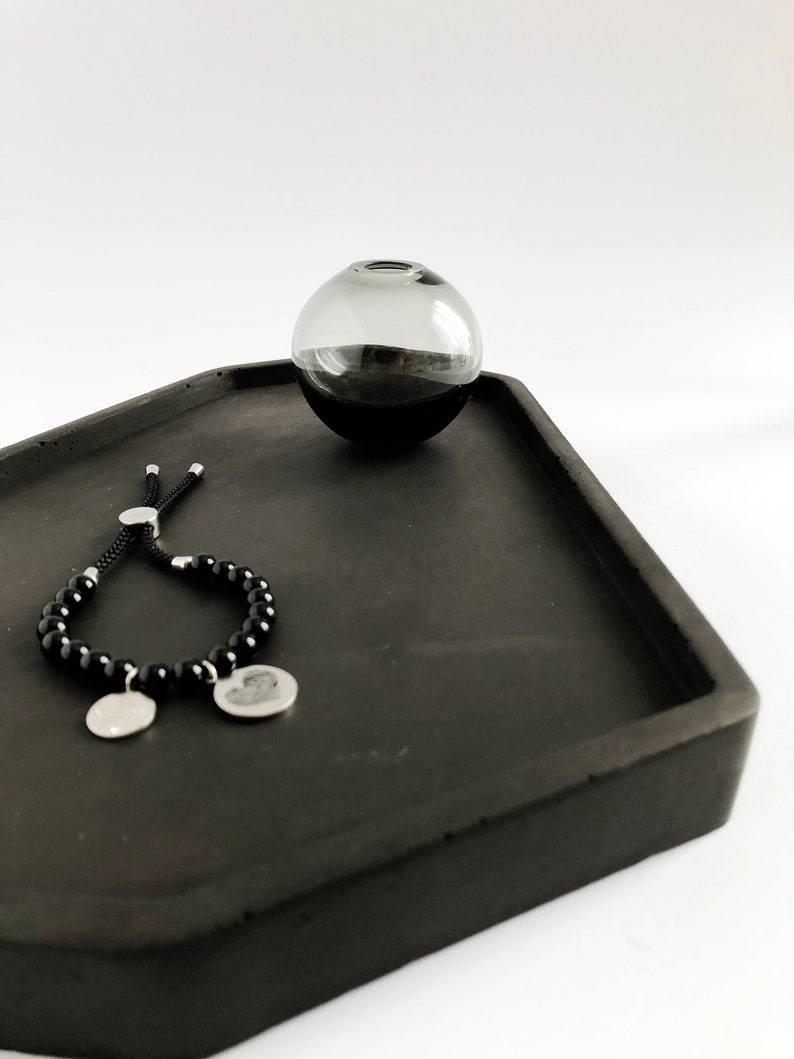 Black concrete tray Large cement tray Modern geometric tray Etsy