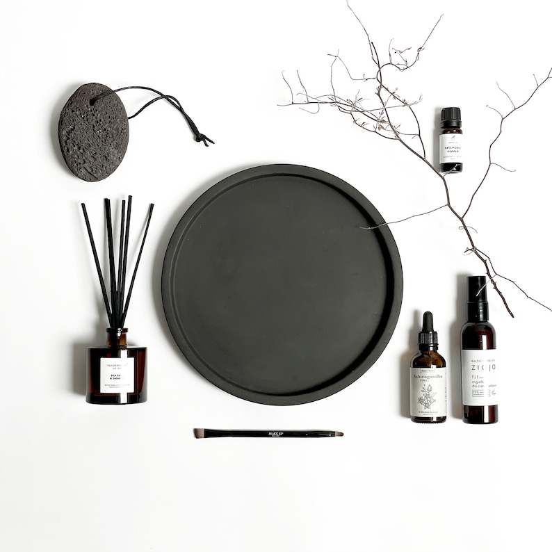 Large Concrete Tray Coffee Table Tray Round Tray Black Etsy UK