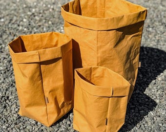 Storage Bag Set of 3, Washable Paper Storage Baskets & Planter Covers