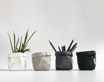 Sac en papier lavable, petit organiseur de salle de bain, pot de rangement et d'organisation durables, sac réutilisable écologique, mini jardinière