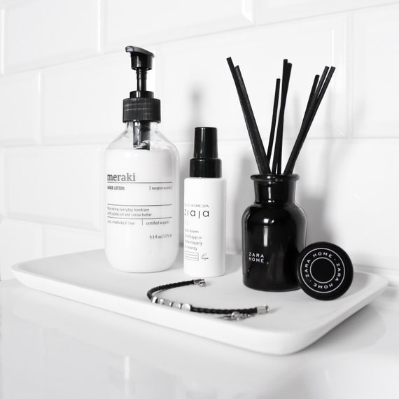 White Bathroom Tray Catchall Concrete Tray Soap Bottle Tray Etsy UK