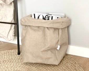 Bolsa de papel lavable, cesta de almacenamiento grande, caja organizadora para el hogar, revistero, macetero de papel XL