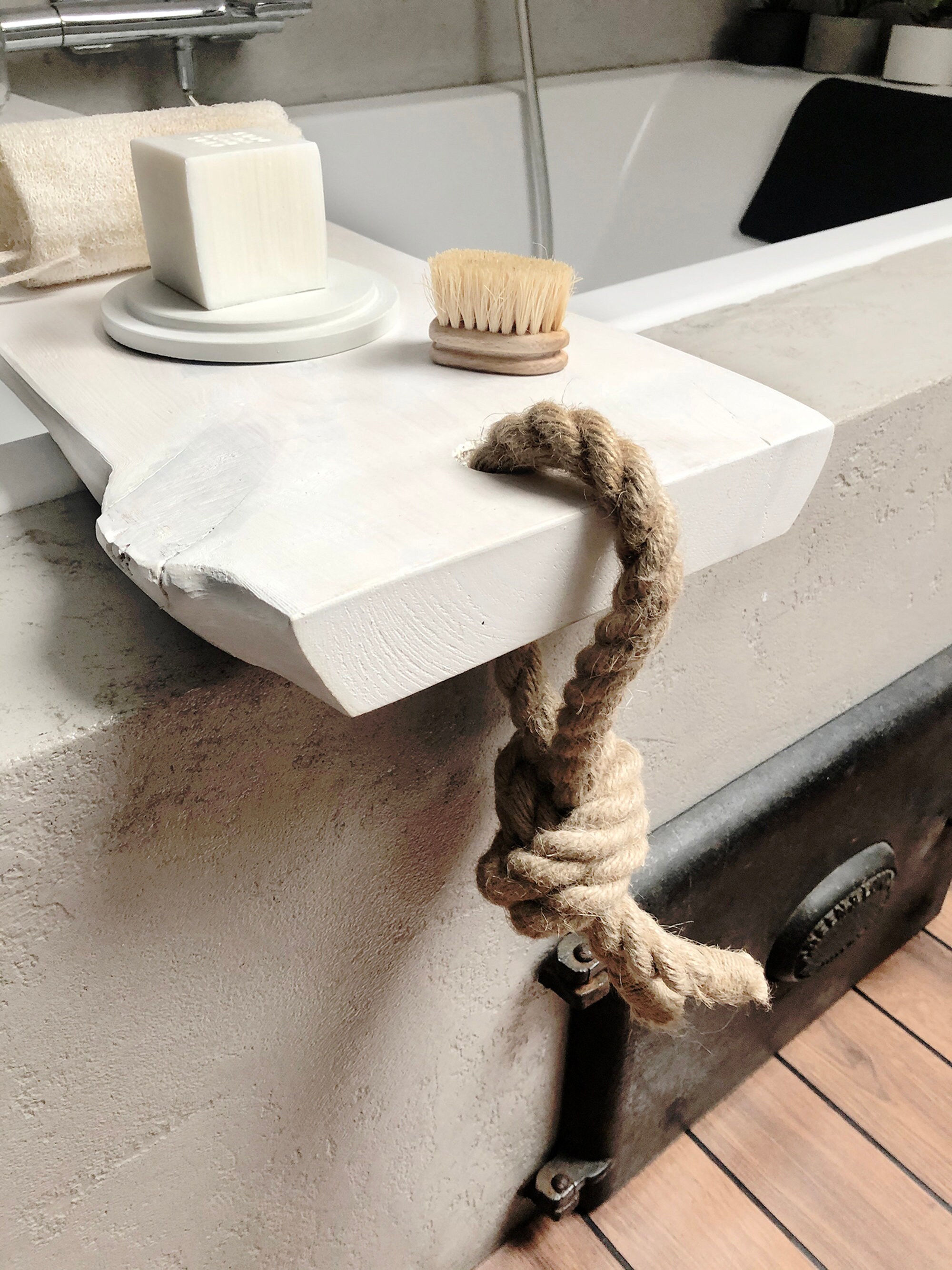 White Wooden Bath Caddy / Bath Shelf / Bath Accessories / Etsy