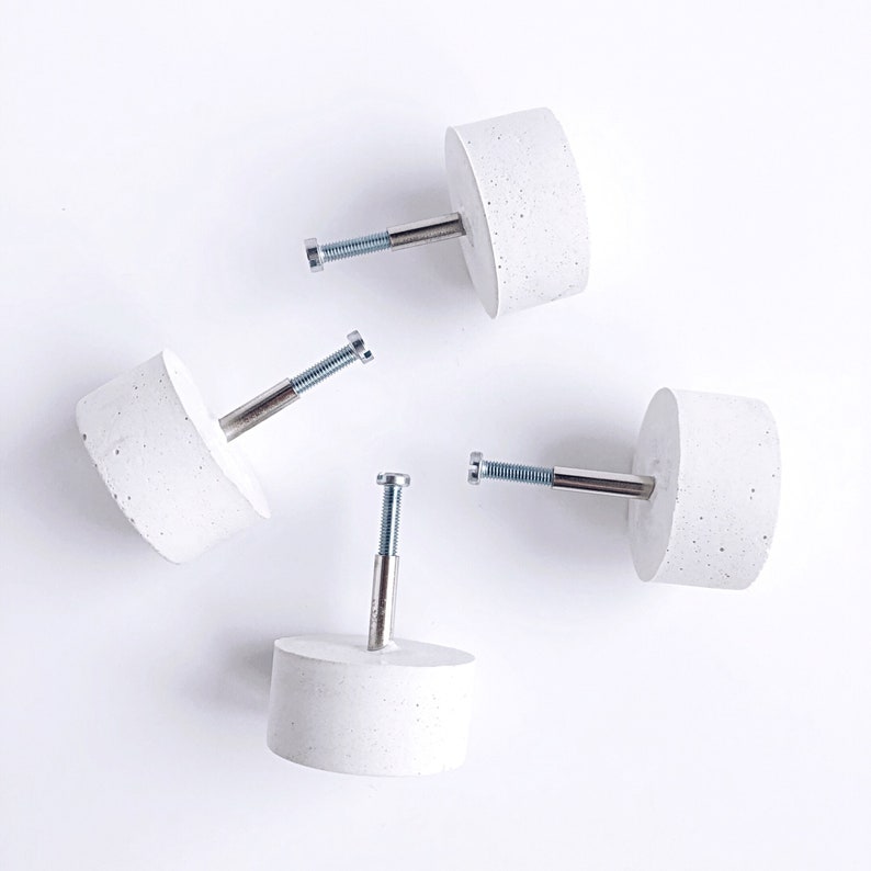 White Drawer Pulls Concrete Drawer Knobs Modern Etsy