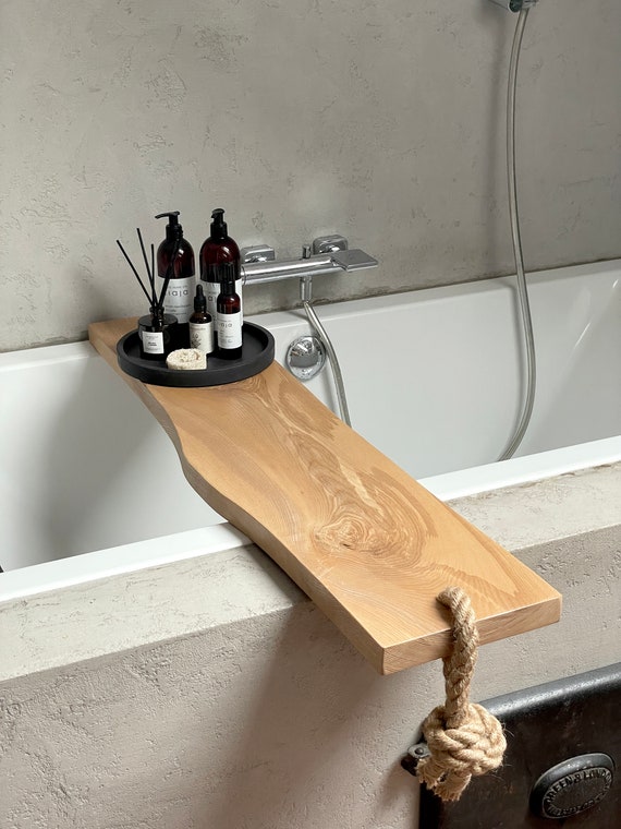 Live Edge Teak Wood Bath Caddy + Reviews