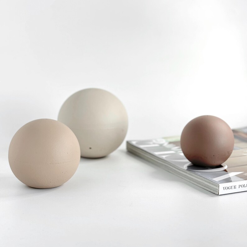 Modern Farmhouse Table Decor Concrete Sphere Accent for Shelf Display