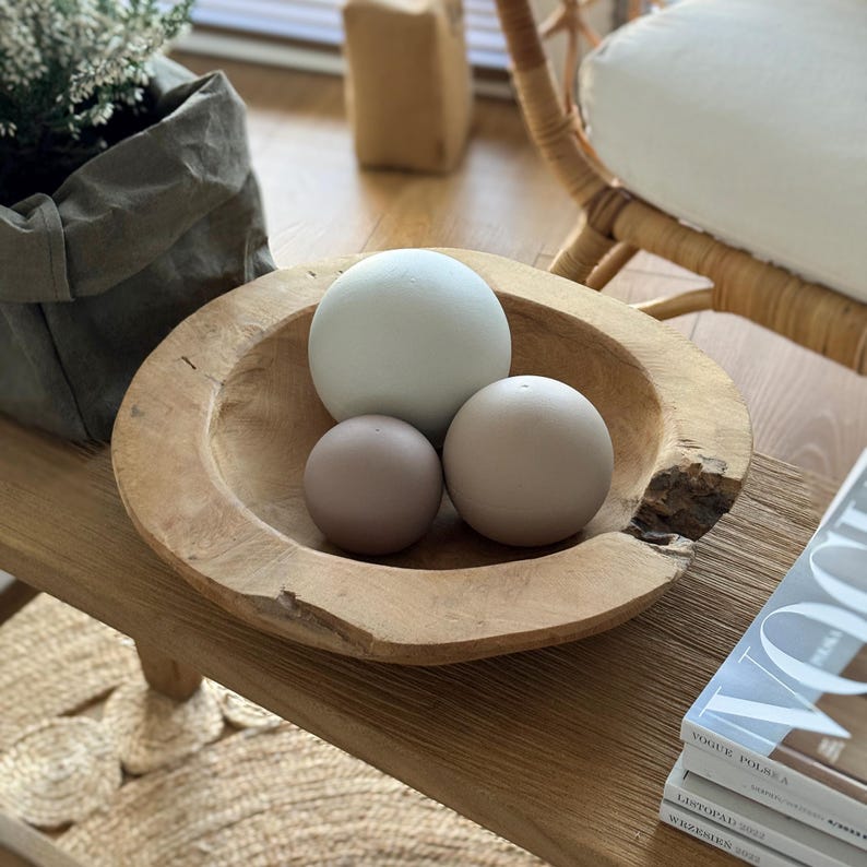 Modern Farmhouse Table Decor Concrete Sphere Accent for Shelf Display