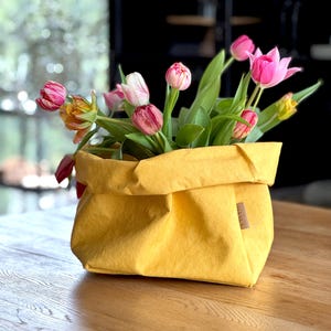 Sacchetto di carta per fiori – Sacchetto di carta lavabile – Vaso di carta kraft – Composizione floreale – Vaso sostenibile – Cachepot riutilizzabile