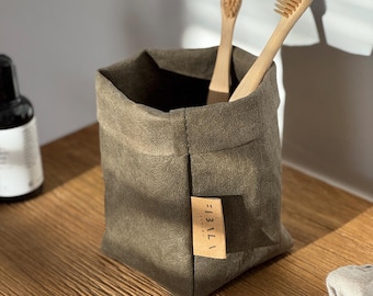 Petite Washable Paper Storage Bag – Minimalist Organizer for Modern Homes