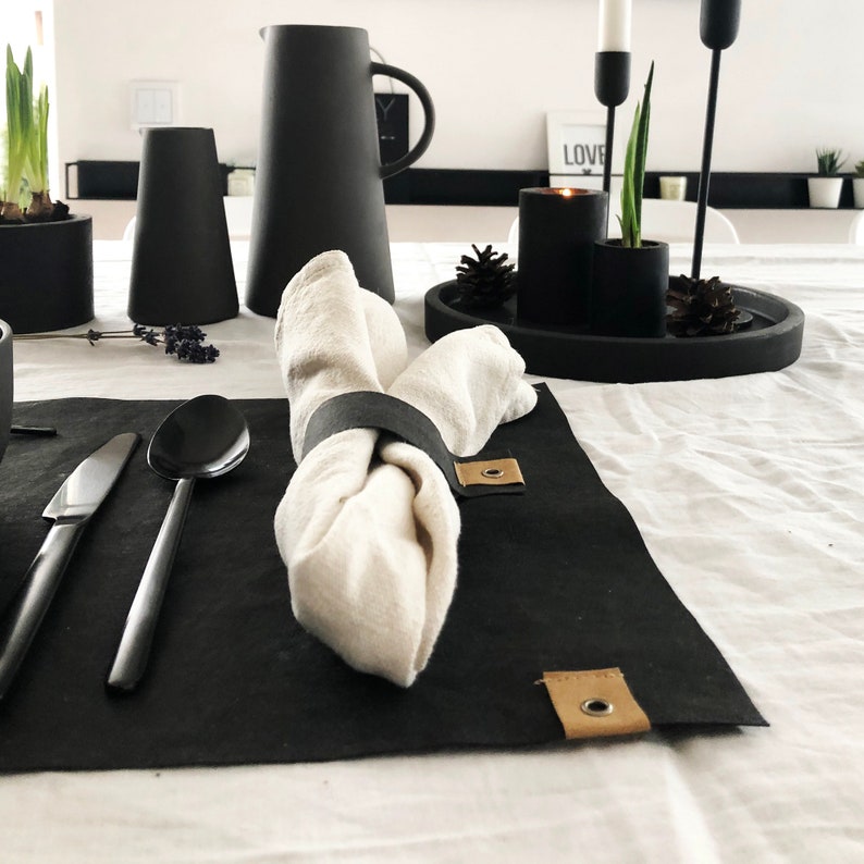 Black Placemats / Washable Paper Placemat / Modern Placemats / Etsy