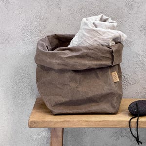 Sacchetto di carta lavabile – Organizer sostenibile ed elegante per la casa – Contenitore per il bagno, sacchetto di carta riutilizzabile, cestino portaoggetti, organizer XL