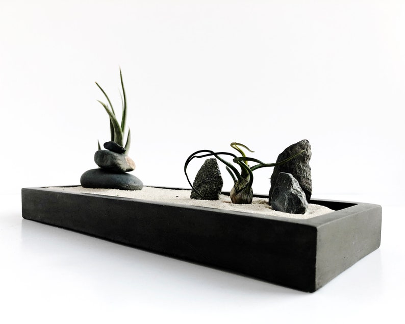 Black Concrete Tray Modern Office Decor Desk Organizer Etsy