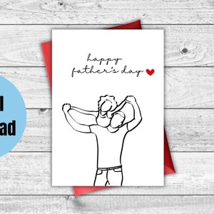 Printable Father&#39;s Day Card, Digital Download, Minimalist Father&#39;s Day Line Art, Father&#39;s Day Print, Happy Father&#39;s Day Card from Daughter