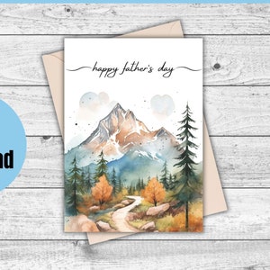 Druckbare Vatertagskarte, digitaler Download, Vatertagskarte Berge, Vatertagskarte im Freien Camping Natur, Vatertagskarte Ehemann