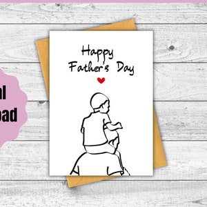 Printable Father&#39;s Day Card, Digital Download, Greeting Card, Minimalist Happy Father&#39;s Day Card for Husband, Father&#39;s Day Line Art Drawing