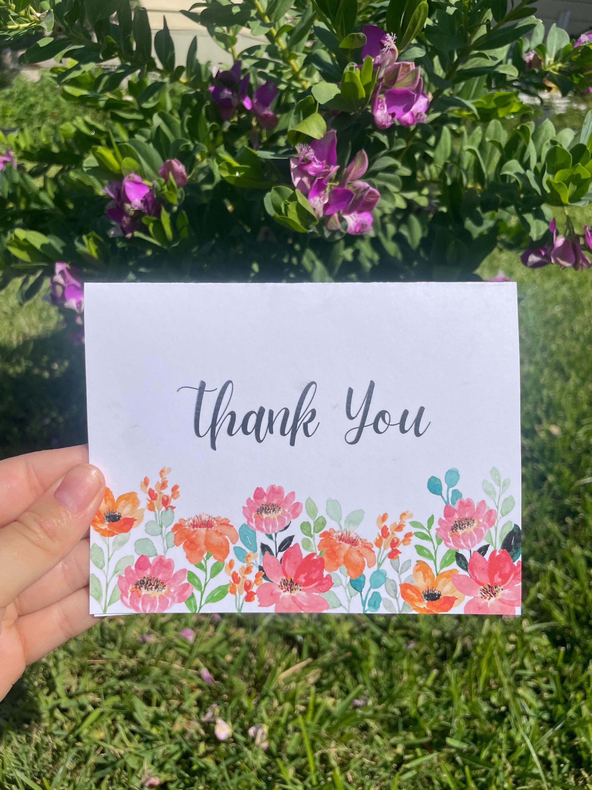 Floral Thank You Card: Printable Flower Design (PDF Download) - Etsy