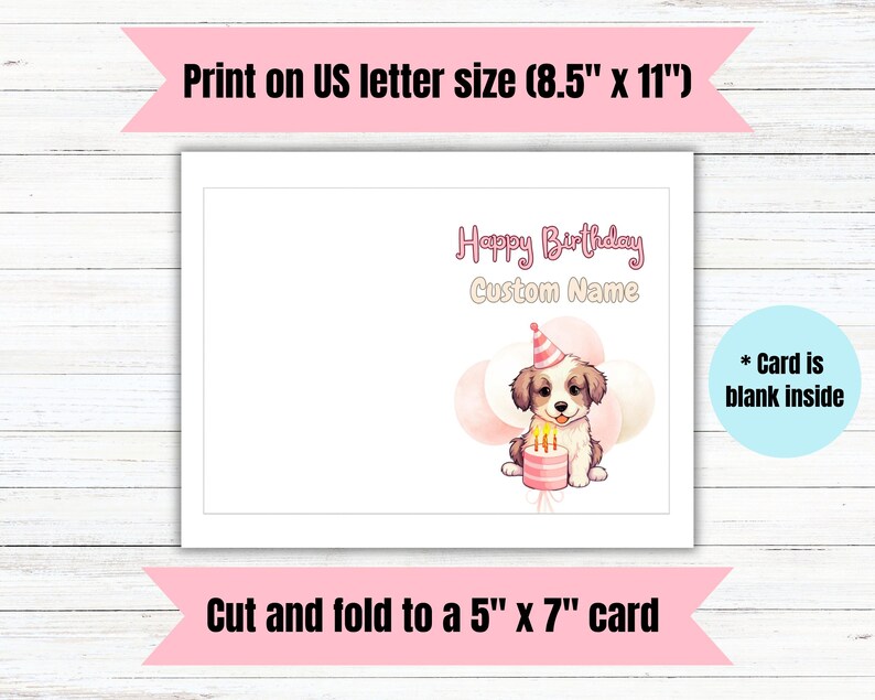 Printable Custom Name Birthday Card, DIGITAL DOWNLOAD, Happy Birthday ...