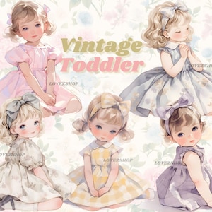 20 Clipart vintage per bambini, Clipart per bambini, Clipart JPG per acquerelli, Clipart per neonati con acquerelli, Clipart per cameretta, Clipart per cameretta, Album di ritagli, Diario di scarto