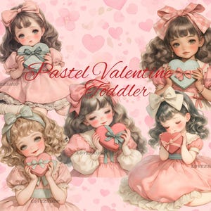 15 Pastell Valentines Vintage Kleinkind, Valentinstag Clipart, Aquarell Kleinkind Clipart, JPG-Datei, Kinderzimmer Clipart, Scrapbook, Junk-Journal