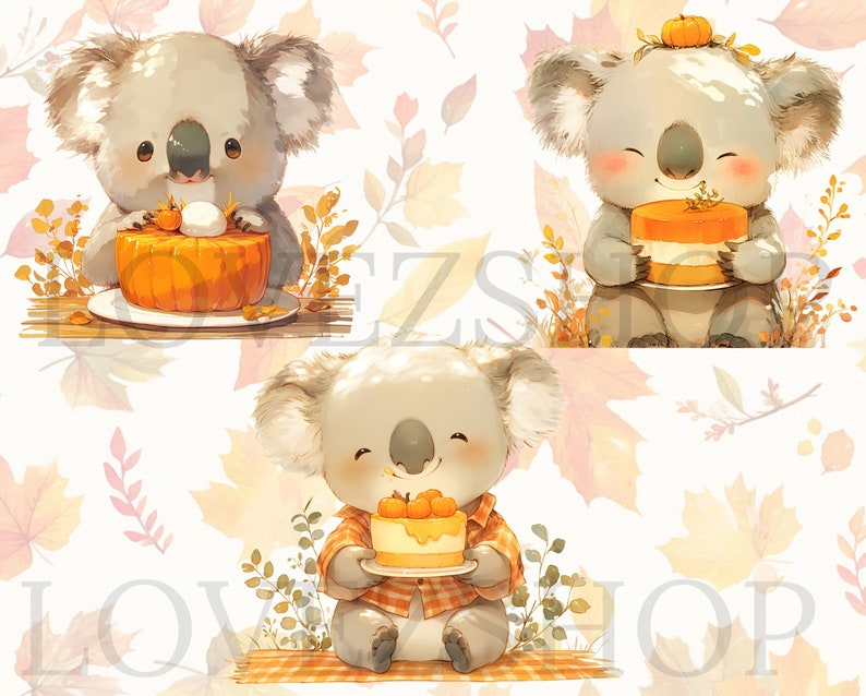 15 Fall Bakery Koala, Cute Koala Clipart, Baking Clipart,jpg File ...