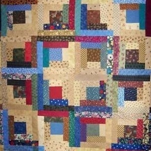 Pre-Cut Scrappy Log Cabin Quilt Block Kit Makes Sixteen 9 Blocks Precut, Prewashed 100% Cotton Fabrics stk116 image 1