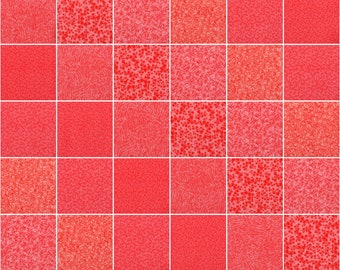 Coral Prints 5" Quilt Fabric Charm Squares ~ 30 Squares per Set ~ 100% Cotton Prewashed Fabric ~ Quilt Block Fabric (#32A)