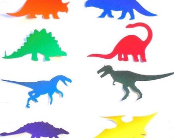 DINOSAURS Die Cut Pre-Fused Quilt Fabric Appliques ~ Bright Solid Material ~ 8 Iron On Appliques Per set (DC/Dinosaurs)