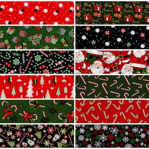 CHRISTMAS NOVELTY Prints Jelly Roll Strips ~ 2.5&quot; x WOF ~ 12 Strips per Set ~ 100% Cotton Fabric ~ Quilt Fabric Strips (stk#131A)