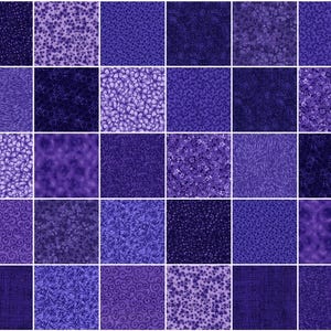 PURPLE Prints 5 inch Squares ~ 30 Squares per Set ~  100% Cotton ~ Quilt Block Fabric (#14C)