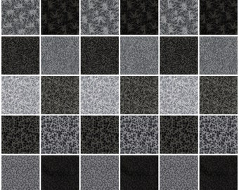 Mixed Gray Prints 5" Quilt Fabric Charm Squares  ~ 30 Squares per Set ~ 100% Cotton Fabric ~ Prewashed Quilt Fabric Squares (stock #36A)