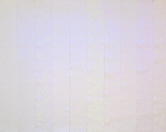 White on White Prints Jelly Roll: 100% Cotton Quilt Fabric Strips 12 Strips per Set 2.5" x WOF (#37A)