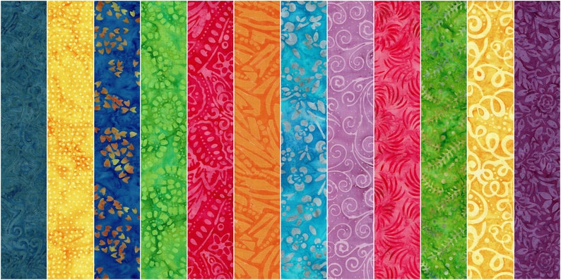 BATIK Prints Jelly Roll Strips 2.5 x WOF 12 Strips per Set 100% Cotton Fabric Prewashed Quilt Fabric Strips 43B image 2