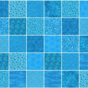 Turquoise Teal Blue Prints 5 inch Squares ~ 30 Squares per Set ~ 100% Cotton ~ Quilt Block Fabric (#15B)