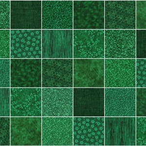 Hunter Green Prints 5" Quilt Fabric Charm Squares ~ 30 Squares per Set ~ 100% Cotton Prewashed Fabric ~ Quilt Block Fabric  (#6H)