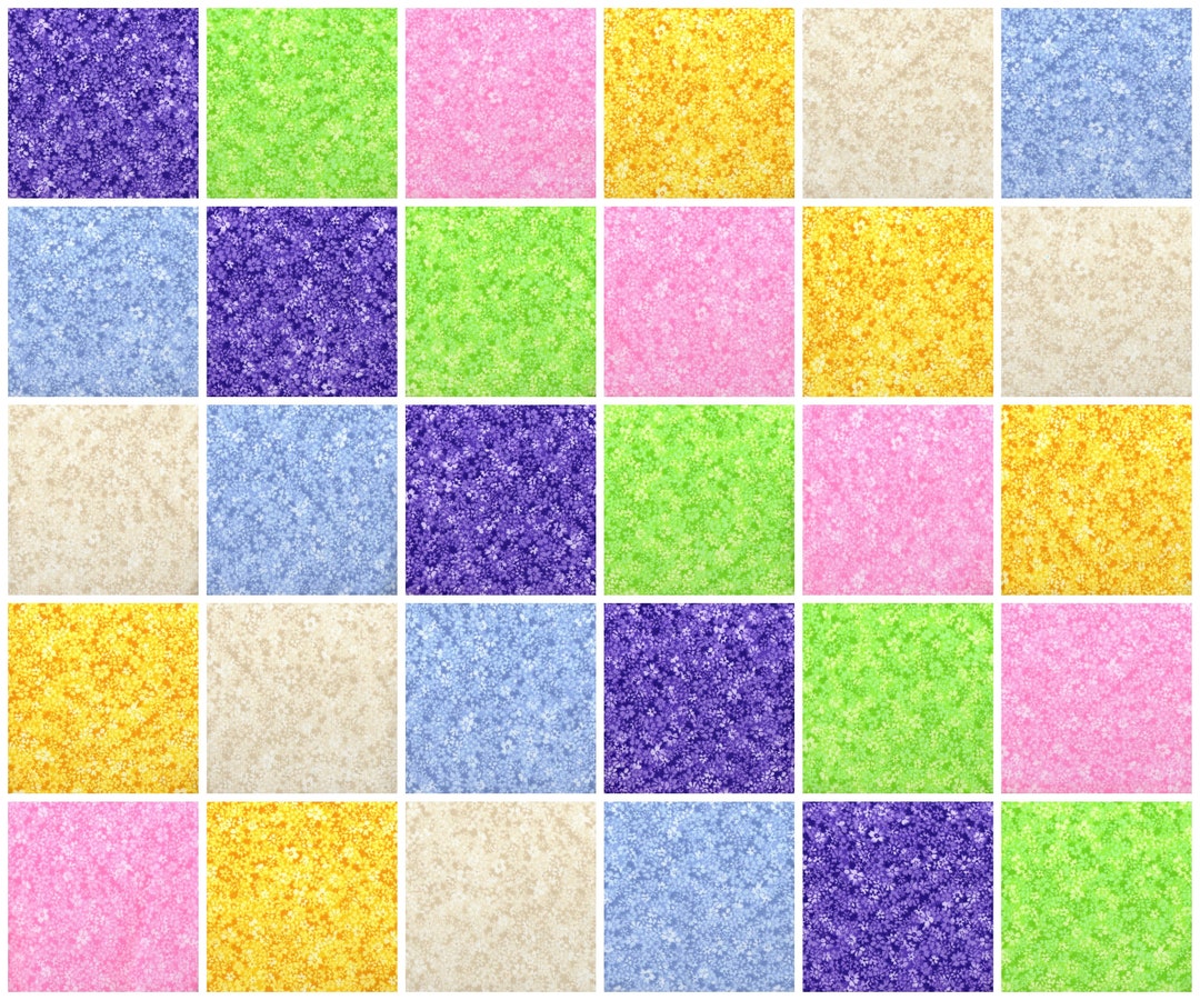 CONFETTI FLORAL Prints 5 Quilt Fabric Charm Squares 30 Squares per Set