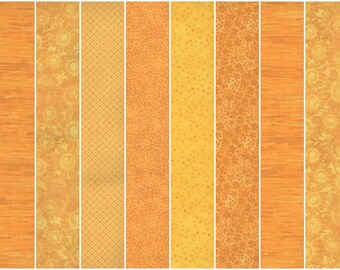 Marigold Yellow Prints Jelly Roll Strips ~ 2.5" x WOF ~ 12 Strips per Set ~ 100% Cotton Fabric ~ Prewashed ~ Quilt Fabric Strips (#69N)