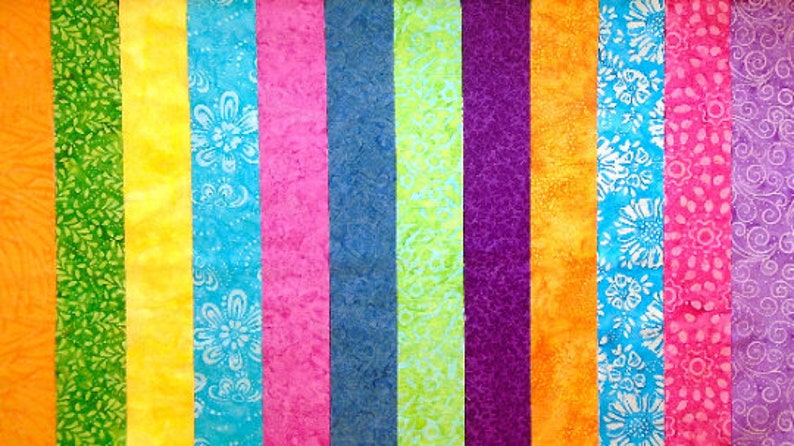 BATIK Prints Jelly Roll Strips 2.5 x WOF 12 Strips per Set 100% Cotton Fabric Prewashed Quilt Fabric Strips 43B image 4