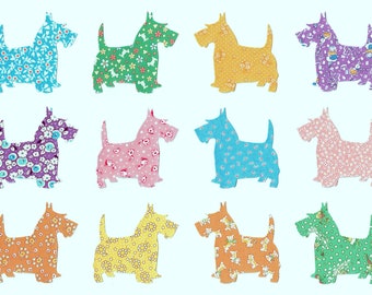 Scotty Dog Fabric Appliques: 1930s Reproduction Quilt Iron-Ons (Set of 12)