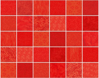 Orange Prints 5" Quilt Fabric Charm Squares ~ 30 Squares per Set ~ 100% Cotton Prewashed Fabric ~ Quilt Block Fabric (stk #9A)