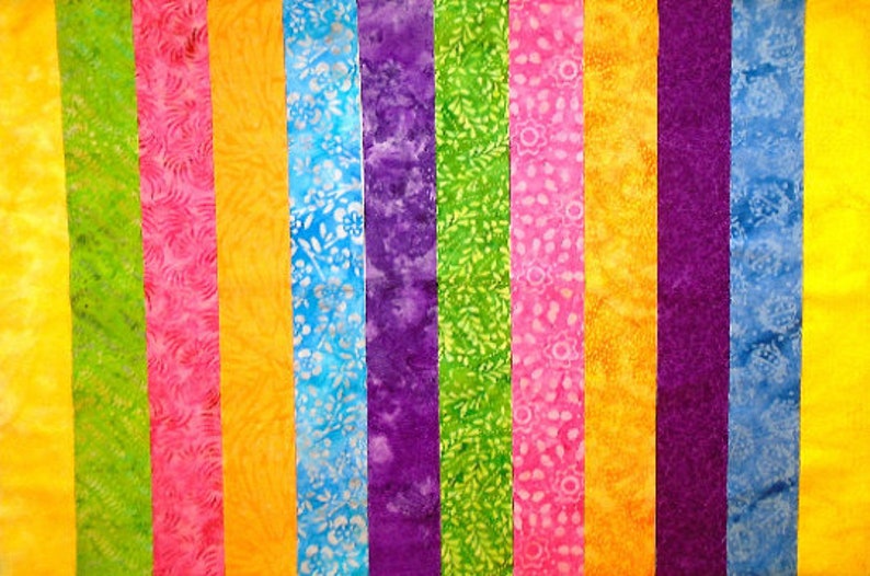 BATIK Prints Jelly Roll Strips 2.5 x WOF 12 Strips per Set 100% Cotton Fabric Prewashed Quilt Fabric Strips 43B image 3