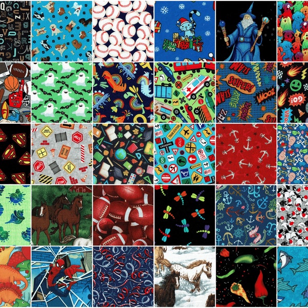 I SPY for BOYS 5 inch Squares ~ 30 Squares per Set ~ 100% Cotton Prewashed ~ Multi-Color Quilt Fabric Squares (#stk29D)