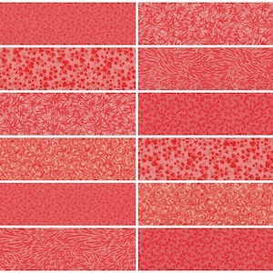 Coral Prints Jelly Roll Strips ~ 2.5&quot; x WOF ~ 12 Strips per Set ~ 100% Cotton Fabric ~ Quilt Fabric Strips  (#68A)