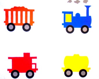 Train Car Fabric Appliques: Pre-Fused Quilt Pieces, Set of 4