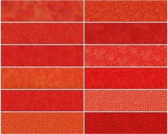 Orange Prints Jelly Roll Strips ~ 2.5" x WOF ~ 12 Strips per Set ~ 100% Cotton Fabric Prewashed Quilt Fabric Strips (stk#45A)