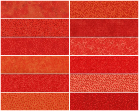 Orange Print Jelly Roll: 100% Cotton Quilt Fabric Strips 12 Strips per Set 2.5" x WOF  (#45A)