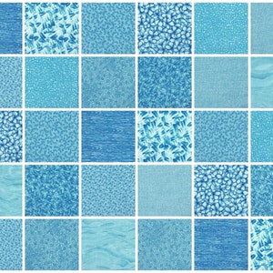 LIGHT BLUE PRINTS 5&quot; Quilt Fabric Charm Squares ~ 30 Squares per Set ~ 100% Cotton Fabric ~ Quilt Block Fabric (#25C)