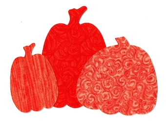 Pumpkins Die Cut Pre-Fused Quilt Fabric Appliques ~ 3 Iron On Appliques Per set (DC/Pumpkins)