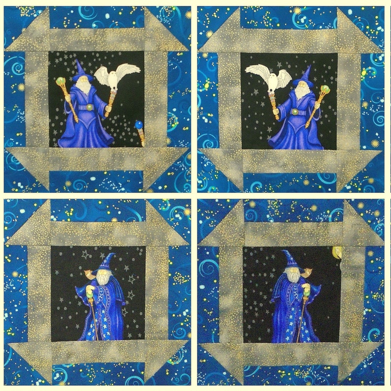 Precut Quilt Block Kit Wizards You Sew Teal & Gray Etsy