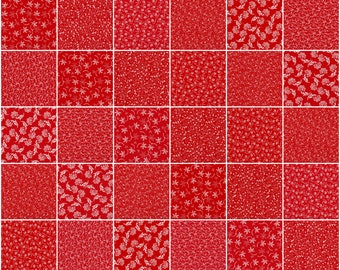 RED & WHITE Prints 5" Quilt Fabric Charm Squares ~ 30 Squares per Set ~ 100% Cotton Prewashed Fabric ~ Quilt Block Fabric (#8C)